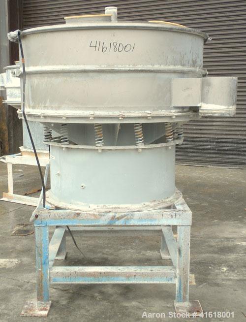 Used Midwestern Vibratory Screener, Model MR48S8-8, 304 Stainless Steel. 48" diameter, single deck, 2 separation. Top cover. Driven by a 2-1/2 hp, 3/60/230/460 Volt, 1120 RPM Motor. Mounted on a 23-1...