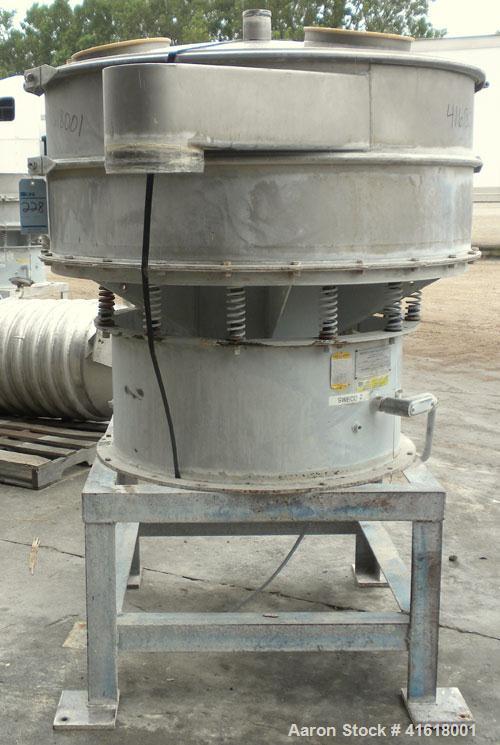 Used Midwestern Vibratory Screener, Model MR48S8-8, 304 Stainless Steel. 48" diameter, single deck, 2 separation. Top cover. Driven by a 2-1/2 hp, 3/60/230/460 Volt, 1120 RPM Motor. Mounted on a 23-1...
