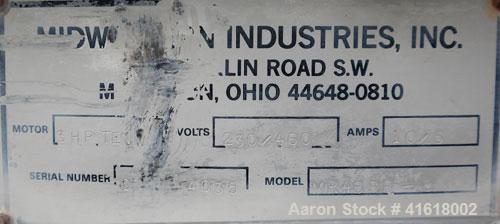 Used Midwestern Vibratory Screener, Model MR48S8-8, 304 Stainless Steel. 48" diameter, single deck, 2 separation. Top cover. Driven by a 3 hp, 3/60/230/460 volt, 1120 rpm motor. Mounted on 4 carbon s...