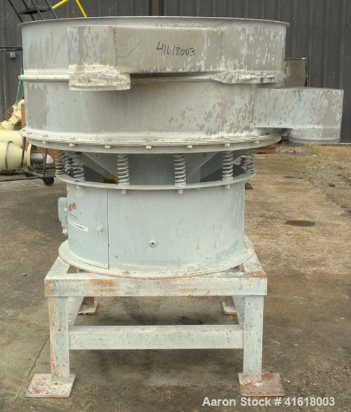 Used Midwestern Vibratory Screener, Model MR48S8-8, 304 Stainless Steel. 48" diameter, single deck, 2 separation, no top cover. Driven by a 2-1/2 hp, 3/60/230/460 volt, 1120 rpm motor. Mounted on a 1...