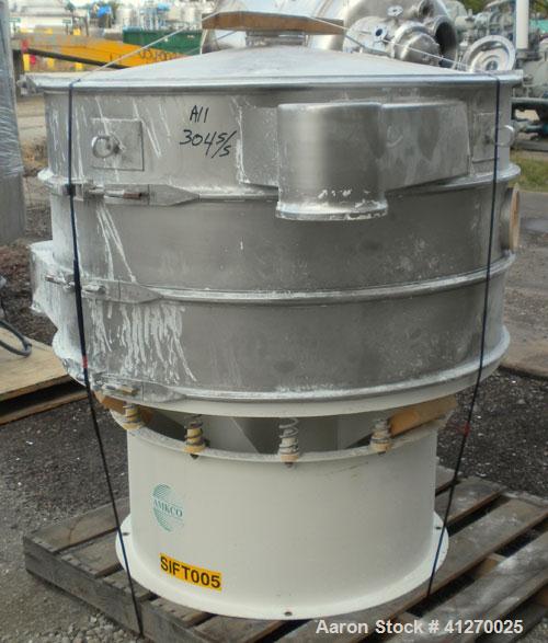 Used Microner (Sweco Type) Screener, Model GS48-2-22, 304 Stainless Steel. 48" diameter, double deck, 3 separation. Stainless steel top cover. Driven by a 2-1/2 hp, 3/60/460 volt, 1200 rpm motor. Mou...
