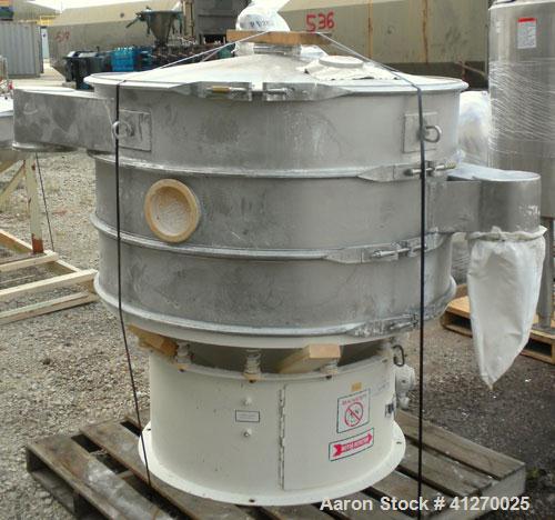 Used Microner (Sweco Type) Screener, Model GS48-2-22, 304 Stainless Steel. 48" diameter, double deck, 3 separation. Stainless steel top cover. Driven by a 2-1/2 hp, 3/60/460 volt, 1200 rpm motor. Mou...