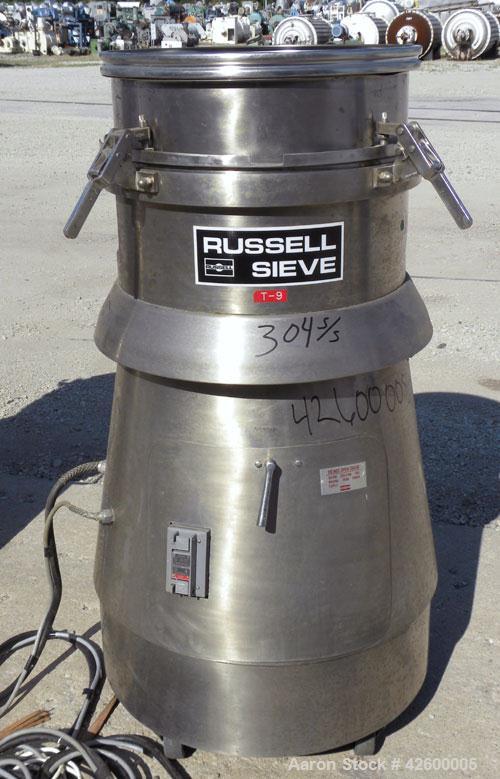 Used Russell Finex SIV Sieve, Model 16350, 304 stainless steel. 20" Diameter single deck. Effective screen area 2.23 square feet. Clamp down demountable sieve assembly, no top cover. Side oval discha...