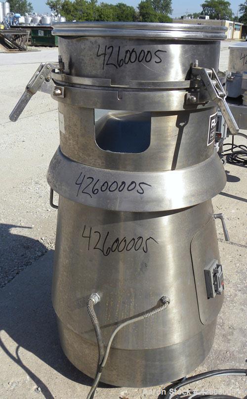 Used Russell Finex SIV Sieve, Model 16350, 304 stainless steel. 20" Diameter single deck. Effective screen area 2.23 square feet. Clamp down demountable sieve assembly, no top cover. Side oval discha...