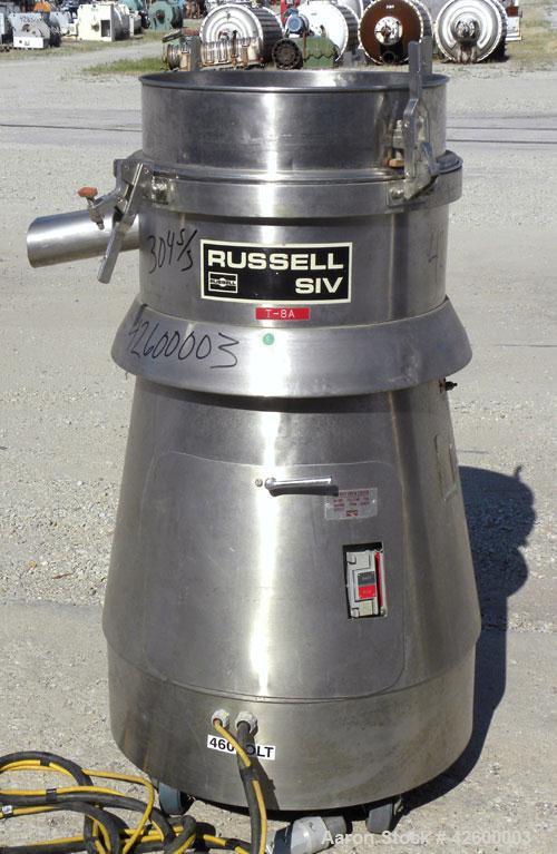 Used Russell Finex SIV Sieve, Model 17300, 304 stainless steel. 20" Diameter single deck. Effective screen area 2.23 square feet. Clamp down demountable sieve assembly, no top cover. Side oval discha...