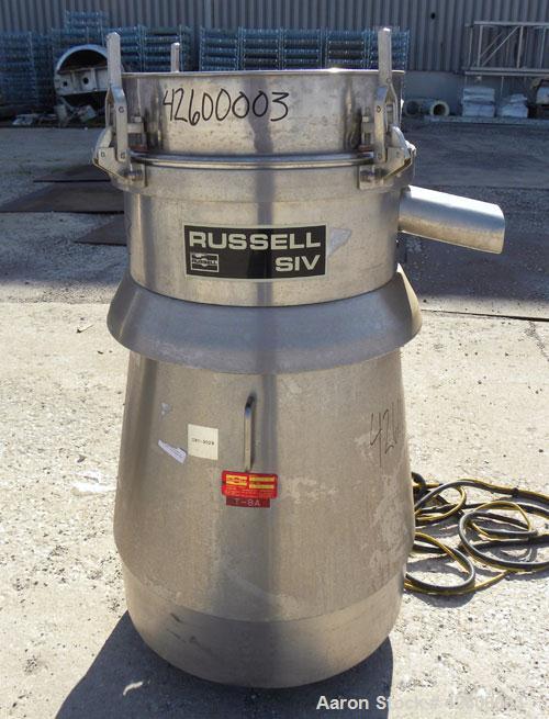 Used Russell Finex SIV Sieve, Model 17300, 304 stainless steel. 20" Diameter single deck. Effective screen area 2.23 square feet. Clamp down demountable sieve assembly, no top cover. Side oval discha...