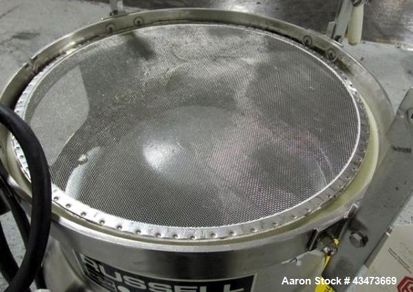 Used Russel Sieve, Model 17300. Stainless steel construction, approximately 22" diameter screen on stainless steel base, serial# A3753, built 2001.