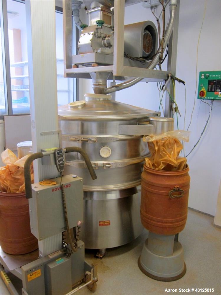 Used Russell Sifter, Model 17480, 48" (1230 mm) dia. stainless steel on product contact parts. 2 deck with 7.4" (190 mm) dia. product outlets, incl. top cover with 9.8" (250 mm) dia. product inlet. S...