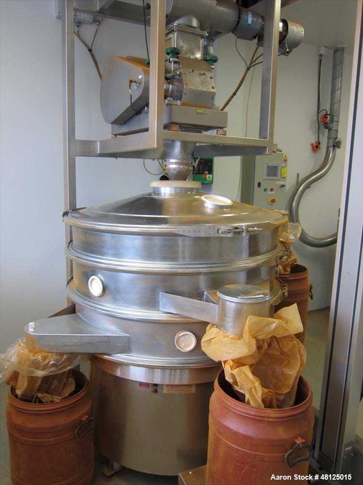 Used Russell Sifter, Model 17480, 48" (1230 mm) dia. stainless steel on product contact parts. 2 deck with 7.4" (190 mm) dia. product outlets, incl. top cover with 9.8" (250 mm) dia. product inlet. S...
