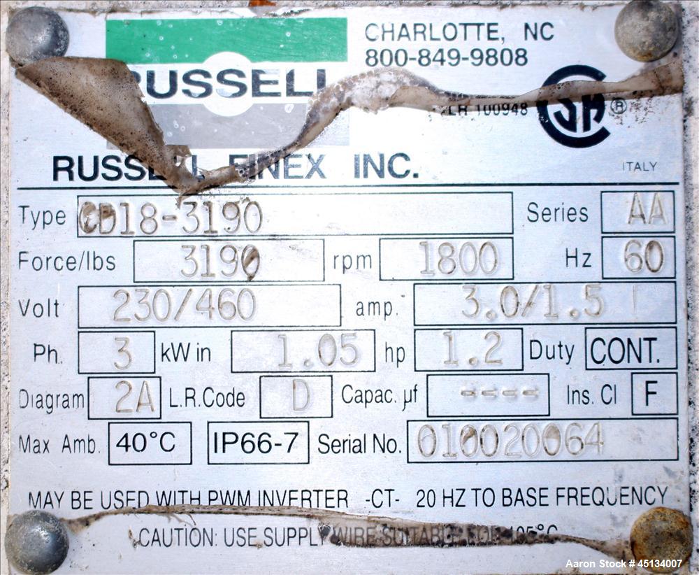 Used Russell Finex Scalper Compact Sieve, Type CD18-3190