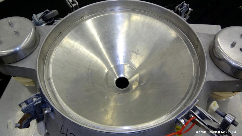 Used Russell Finex Airswept Sieve, Model AS 140, 304 Stainless Steel. 20" Diameter single deck. Clamp down demountable sieve assembly, plastic top cover. Driven by a 2 hp, 3/60/230/460 volt, 1725 rpm...