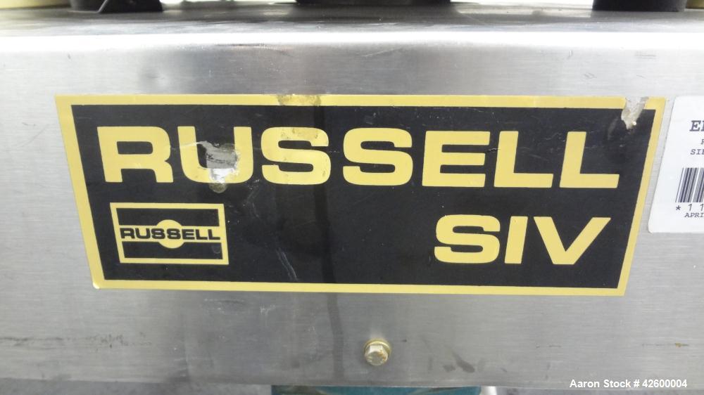 Used Russell Finex Airswept Sieve, Model AS 140, 304 Stainless Steel. 20" Diameter single deck. Clamp down demountable sieve assembly, plastic top cover. Driven by a 2 hp, 3/60/230/460 volt, 1725 rpm...