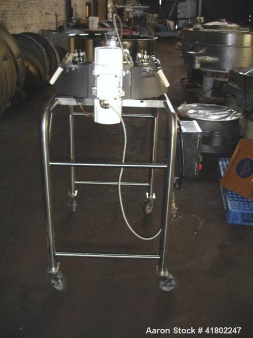 Used Russell Finex Compact Sieve, 30" Diameter, Stainless Steel. Single deck, 1 separation. Mounted on a stand.