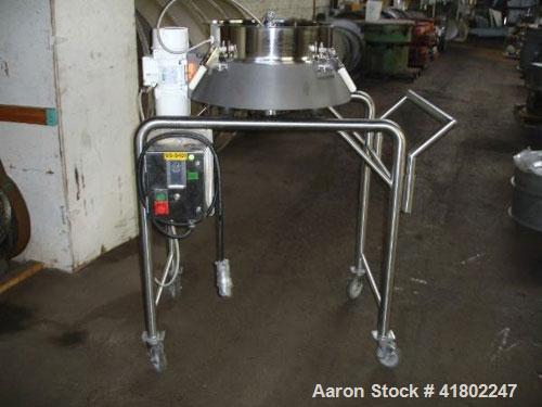 Used Russell Finex Compact Sieve, 30" Diameter, Stainless Steel. Single deck, 1 separation. Mounted on a stand.