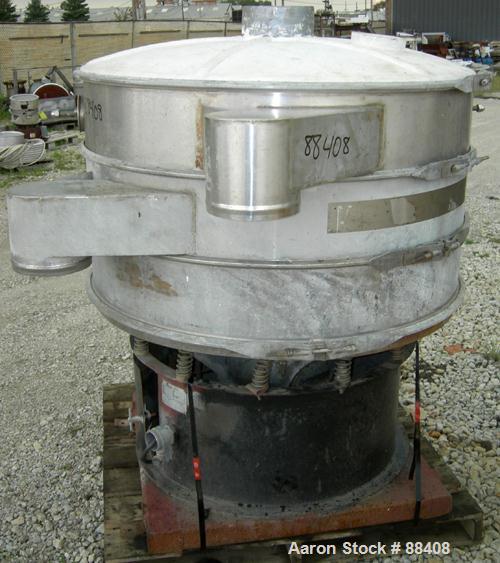 USED: Southwestern Wire Cloth Screener, 48" diameter, 304 stainless steel. Double deck, 3 separation, fiberglass top cover. Driven by a 2.5 hp, 3/60/230/460 volt, 1200 rpm motor. Mounted on a carbon ...