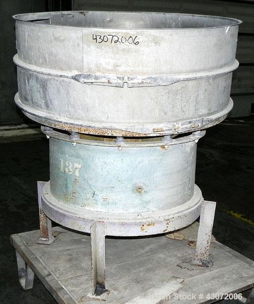 Used Sweco Screener, Model 2C/CS, 316 Stainless Steel. 48" Diameter, single deck, 2 separation. No top cover. Driven by a 1 hp, 3/60/220 volt, 1155 rpm motor. Mounted on a carbon steel base with a ca...