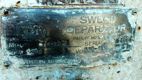 USED: Sweco screener, model A-1D-8, 316 stainless steel. 48" diameter, single deck, 2 separation, no top cover. Driven by a 1 hp, 3/60/220/440 volt, 1200 rpm motor. Mounted on a carbon steel base.