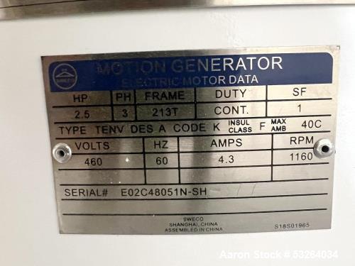 Used 60” Sweco Vibrating Screener | Model CL60S88LKWO | 2.5 HP | Single Deck | Stainless Contact | 2021