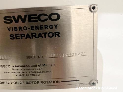 Used 60” Sweco Vibrating Screener | Model CL60S88LKWO | 2.5 HP | Single Deck | Stainless Contact | 2021