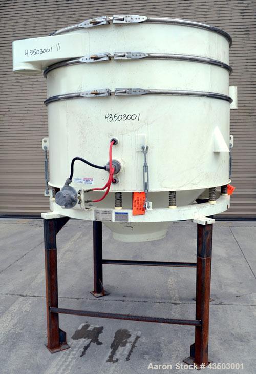 Used Sweco Avalanche Flo-Thru Separator, Model FT60C2488WC, Carbon Steel. 60" Diameter double deck, 3 separation. Top cover.  Driven by a 2.5 hp, 3/60/230/460 volt, 1160 rpm motor. Mounted on 4 carbo...