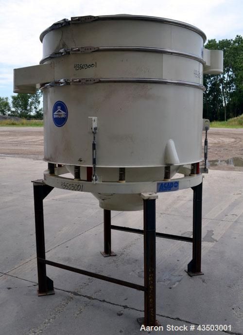 Used Sweco Avalanche Flo-Thru Separator, Model FT60C2488WC, Carbon Steel. 60" Diameter double deck, 3 separation. Top cover.  Driven by a 2.5 hp, 3/60/230/460 volt, 1160 rpm motor. Mounted on 4 carbo...