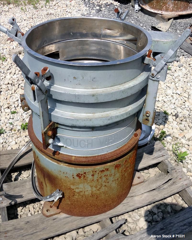 Used Sweco Screener, Model LS18S533, Stainless Steel. 18" Diameter, double deck, 3 separation, no top cover. Driven by an approximate 1/4hp motor. Mounted on a carbon steel base.