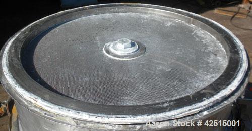 Used Sweco Screener, Model LS18S555, 316 Stainless Steel. 18" Diameter, single deck 2 separation with top cover. Driven by a 1/4 hp, 3/60/440 volt, 1140 rpm motor. Includes a Wilden double diaphragm ...