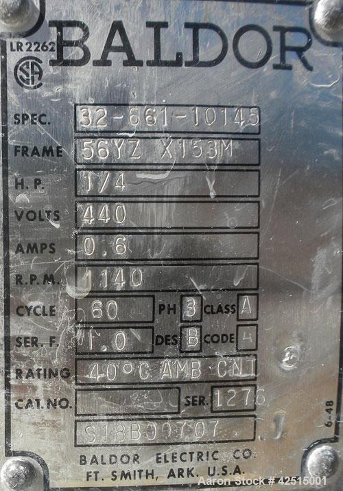 Used Sweco Screener, Model LS18S555, 316 Stainless Steel. 18" Diameter, single deck 2 separation with top cover. Driven by a 1/4 hp, 3/60/440 volt, 1140 rpm motor. Includes a Wilden double diaphragm ...