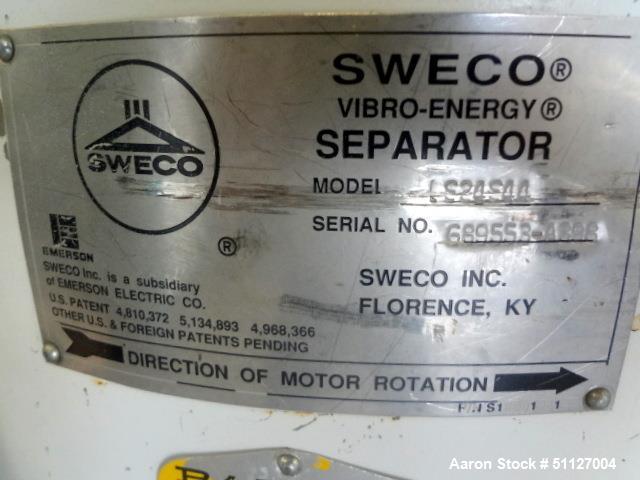 Used Sweco 24" Screener, Model LS24S44, Stainless Steel.