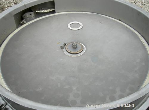 Used: Sweco screener, model LS24S44, 304 stainless steel. 24" diameter, single deck, 2 separation.No top cover. Driven by a 1/3hp, 3/60/440 volt, 1140 rpm motor. Mounted on a stainless steel base and...