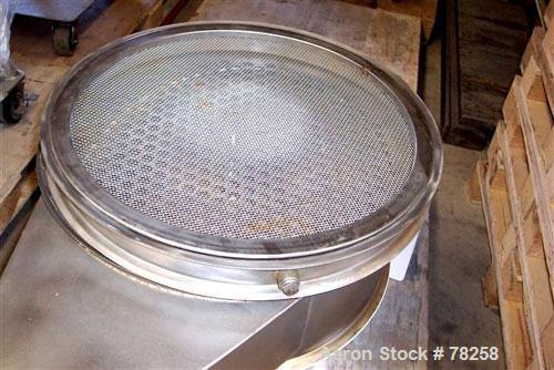 Used Sweco Vibro-Energy Separator, Model LS24S82-3-001. 24" diameter, single deck, 2" blank spacing frame, 8" scalping frame, driven by a 1/4 hp, 1/60/460 volt, 1140 rpm. Includes top cover.