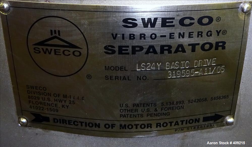 Used Sweco Screener, Model LS24Y, 304 Stainless Steel. 24" Diameter, double dec