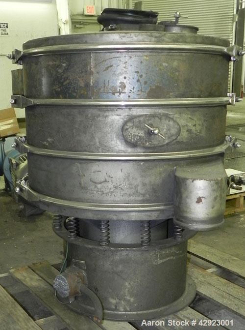 Used Sweco Screener, Model LS30C666, Carbon Steel. 30'' Diameter, double deck, 3 separation. Includes a top cover. Driven by a 1/2 HP, 3/60/230/460 Volt, 1140 RPM motor. Mounted on a carbon steel bas...