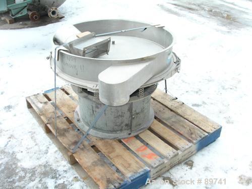 USED: Sweco screener, model LS30C6, 316 stainless steel. 30" diameter, bottom deck only, no top cover. Driven by a 1/2 hp, 3/60/220/440 volt, 1140 rpm motor. Mounted on a carbon steel base.