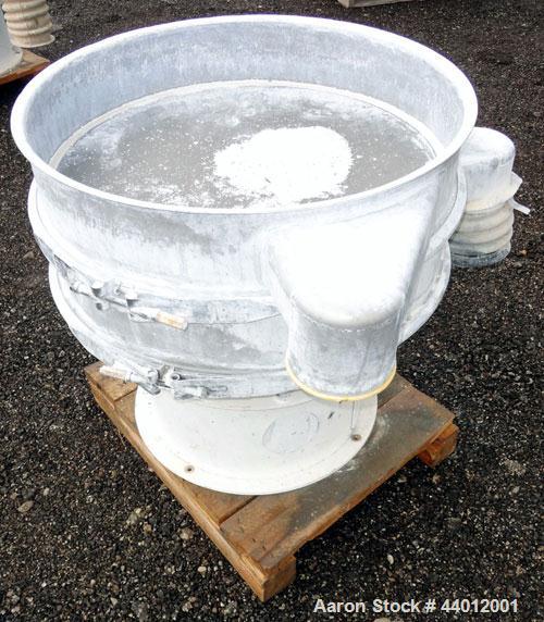 Used Sweco Screener, Model LS30D66, 316 Stainless Steel. 30” Diameter single deck, 2 separation. No top cover. Driven by a 1/2 hp, 3/60/230/460 volt, 1800 rpm motor. Mounted on a carbon steel base.
