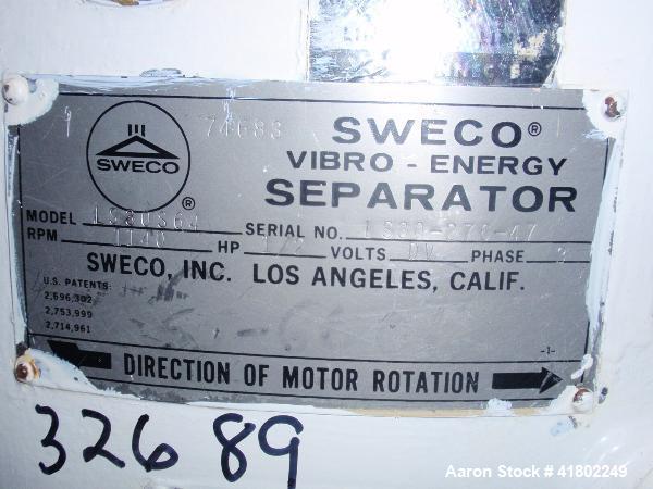 Used 30" Sweco screener, model LS30S64, stainless steel construction, single deck, on base with 1/2 HP motor, serial# LS30-276-47.
