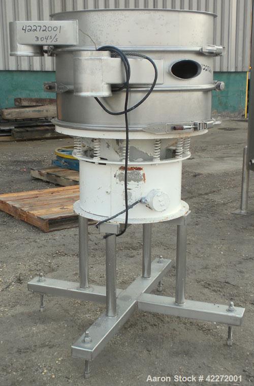 Used Sweco Screener, Model LS30S666, 304 Stainless Steel. 30" diameter, double deck, 3 separation. No top cover. Driven by a 1/2hp, 3/60/230/460 volt, 1140 rpm motor. Mounted on a carbon steel base, ...