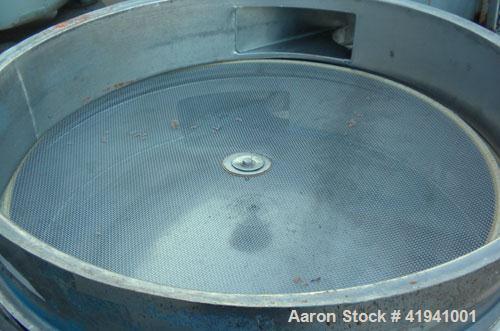 Used Sweco Screener, Model LS30S66, 316 Stainless Steel. 30" diameter, single deck, 2 separation, no top cover. Driven by a 1/2 hp, 3/60/220/440 volt, 1140 rpm motor. Mounted on a carbon steel base w...