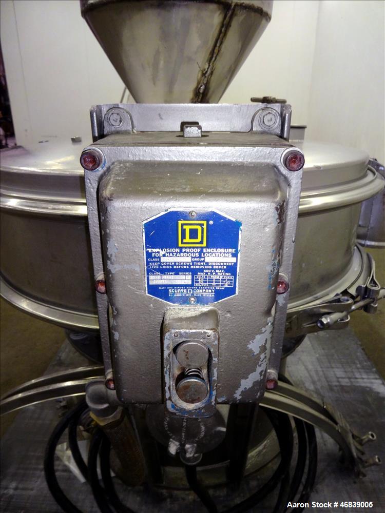 Used Sweco Separator, Model LS30S66, 316 Stainless Steel. 30" Diameter, single deck, 2 separation. Driven by a 1/2 hp, 3/60/440, 1140 rpm motor. 6" Diameter outlet. Bottom skirt mounted. Serial# LS30...