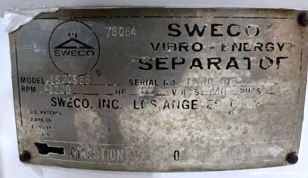 Sweco 30" Screener, Model LS30S66
