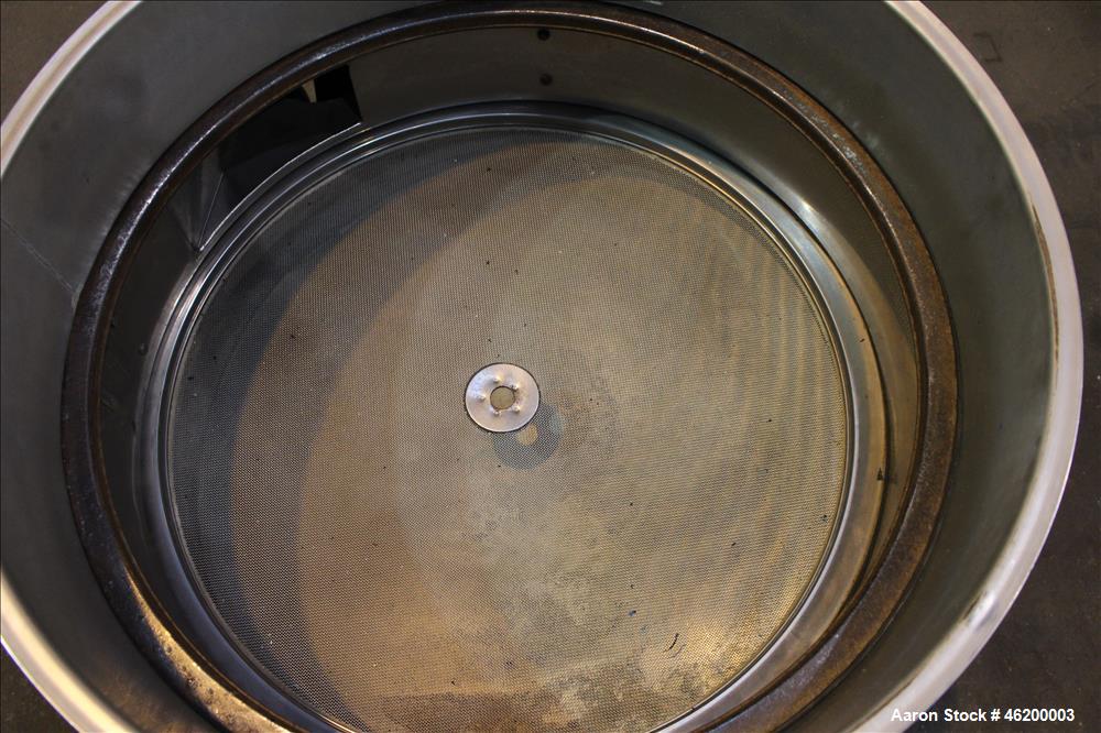 Used Sweco Screener, Model LS30S86, 316 Stainless Steel. 30" Diameter, double deck, 3 separation. No top cover. Driven by a 1/2hp, 3/60/440 volt, 1140 rpm motor. Mounted on a carbon steel base. Seria...