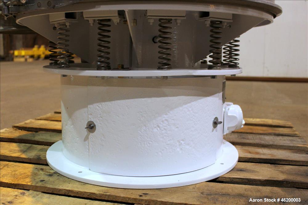 Used Sweco Screener, Model LS30S86, 316 Stainless Steel. 30" Diameter, double deck, 3 separation. No top cover. Driven by a 1/2hp, 3/60/440 volt, 1140 rpm motor. Mounted on a carbon steel base. Seria...
