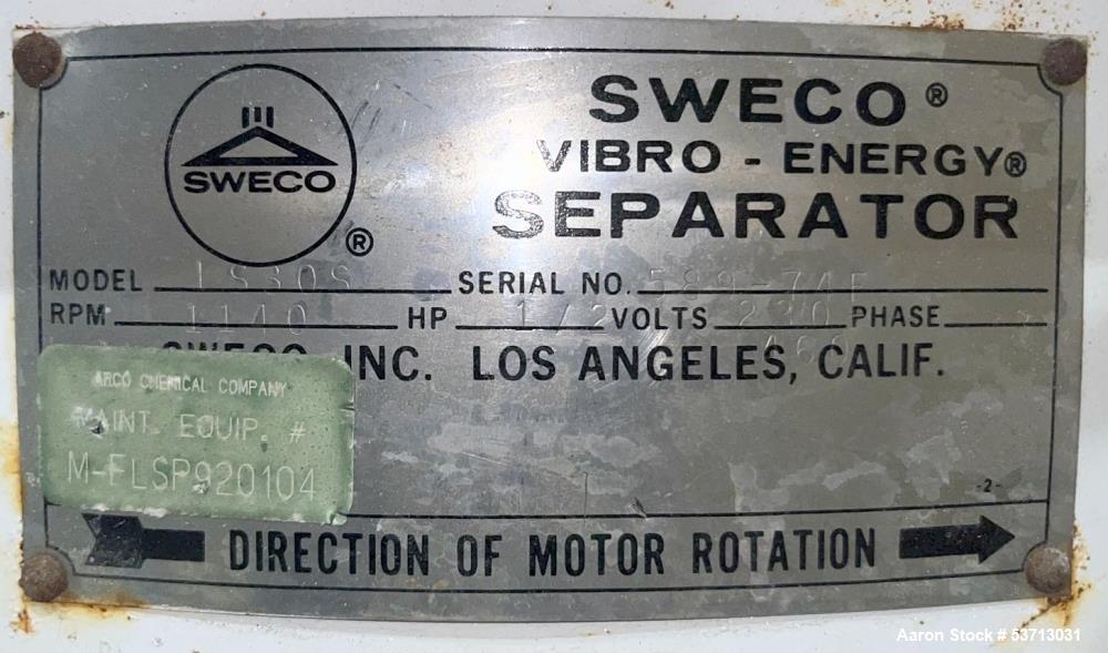 Sweco LS30S 30 Inch Circular Vibratory Screener - Used Stainless Separator