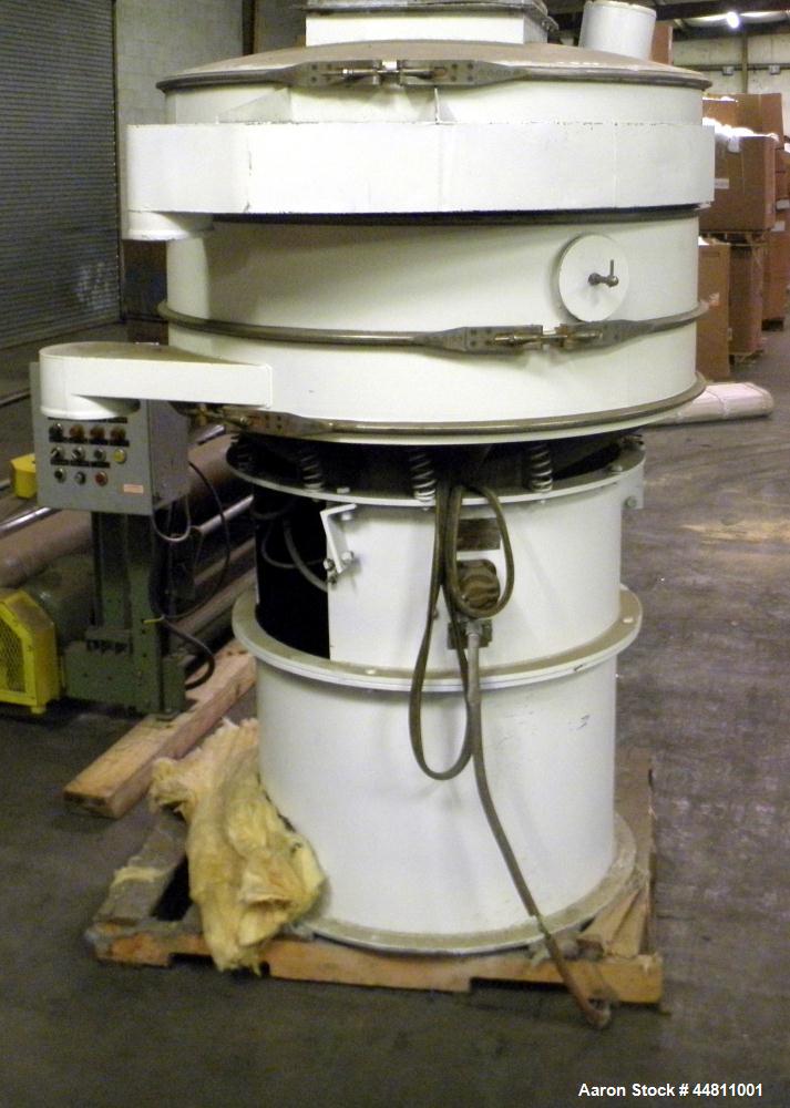 Used Sweco Screener, Model LS48C610, Carbon Steel. 48" Diameter, double deck, 3 separation, with a top cover. Driven by a 2.5hp, 3/60/230/460 volt, 1120 rpm motor. Mounted on a carbon steel base with...