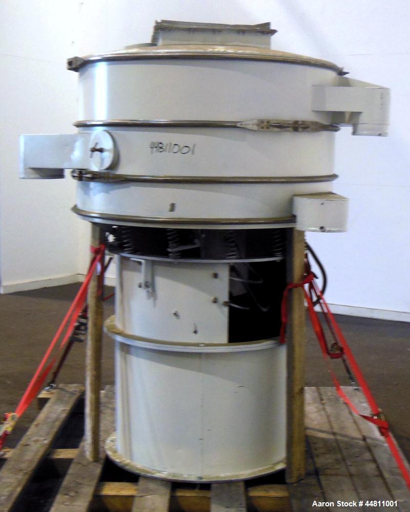 Used Sweco Screener, Model LS48C610, Carbon Steel. 48" Diameter, double deck, 3 separation, with a top cover. Driven by a 2.5hp, 3/60/230/460 volt, 1120 rpm motor. Mounted on a carbon steel base with...