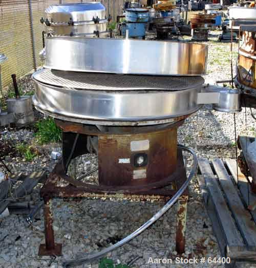 Used Sweco Screener, Model LS48S66, Stainless Steel. 48" Diameter, single deck, 2 separation, no top cover. Carbon steel base with 17" high stand, no motor.
