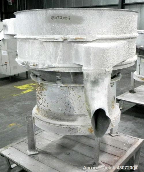 Used Sweco Screener, Model LS48S886, Stainless Steel. 48" Diameter, single deck, 2 separation. No top cover. Driven by a 2.5 hp, 3/60/230/460 volt, 1120 rpm motor. Mounted on a carbon steel base with...