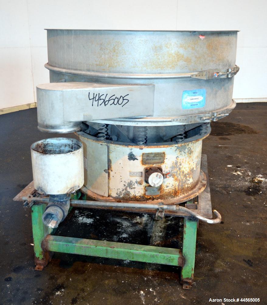 Used Sweco Screener, Model LS48S88, 304 Stainless Steel. 48" Diameter, single deck, 2 separation, no top cover. Driven by a 2.5hp, 3/60/230/460 volt, 1120 rpm motor. Mounted on a carbon steel base wi...