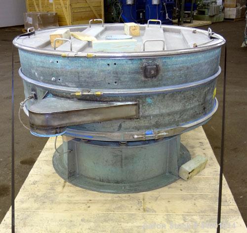 Used Sweco Screener, Model LS60C, Carbon Steel. 60” Diameter single deck, 2 separation. 301 Stainless steel top cover. Driven by a 5hp, 3/60/230/460 volt, 1120 rpm motor. Mounted on a carbon steel ba...