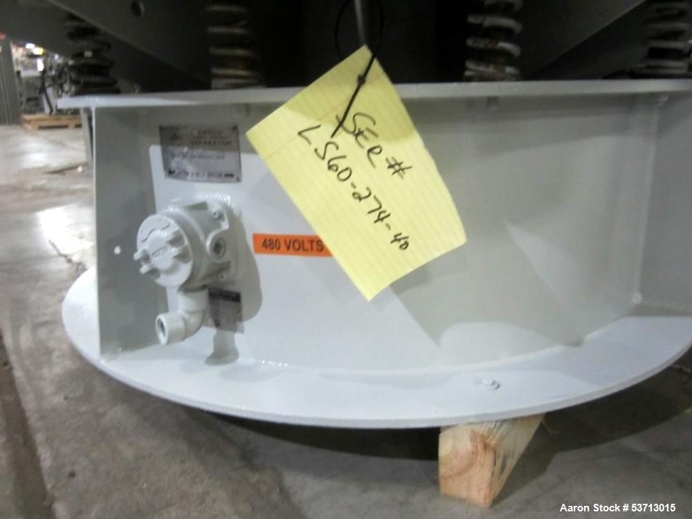Used Sweco 60" Diameter Screener, Model LS60S101010108, Stainless Steel. Triple deck, 4 separation. Includes top cover. Driven by a 5hp, 3/60/230Volt,1120 rpm motor. Mounted on a painted carbon steel...